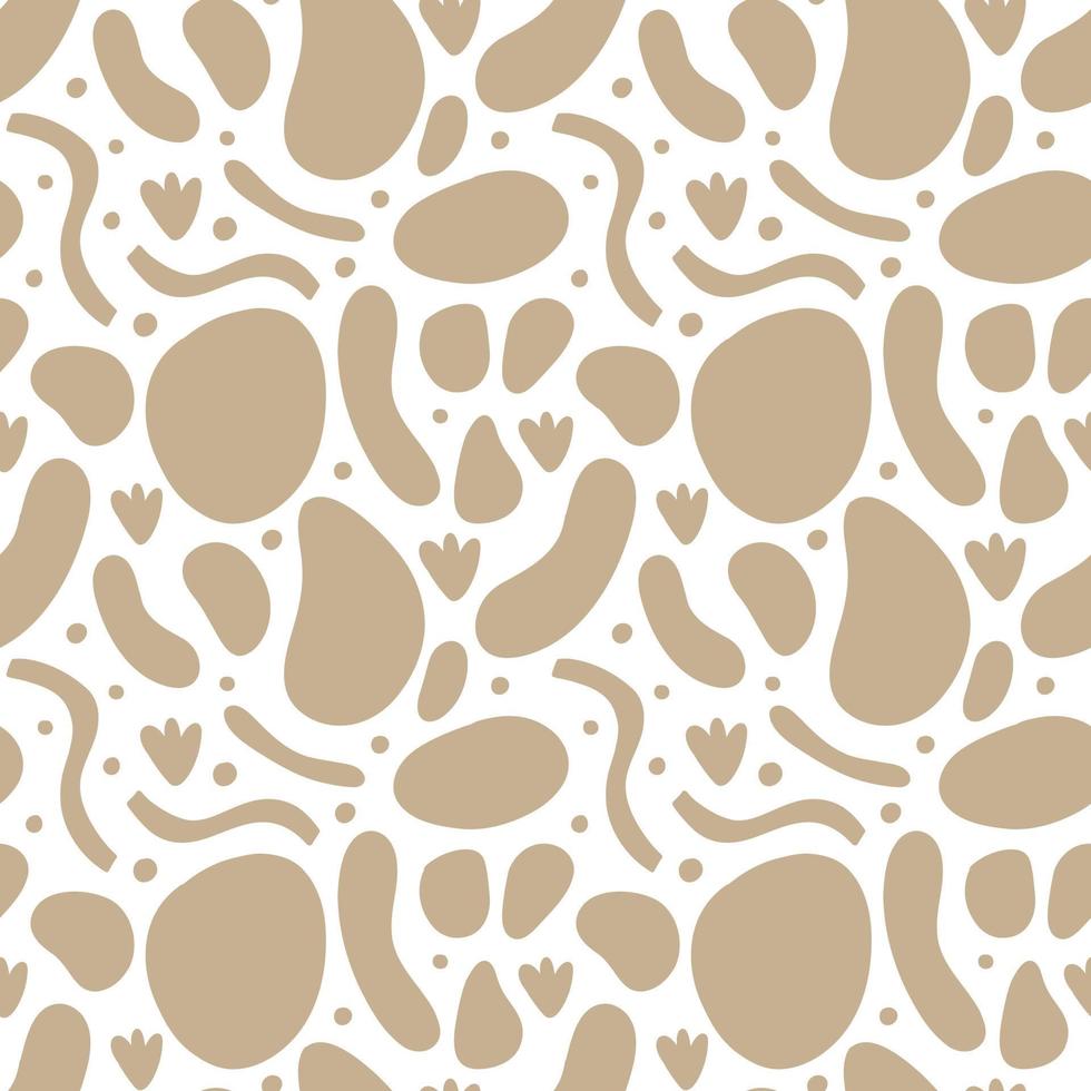 Vector seamless pattern. Abstract repetitive ornament for surface design, printing on paper and fabric. Handdrawn waves, shapes, circles, flowers, leaves, branches. Background for social media post.