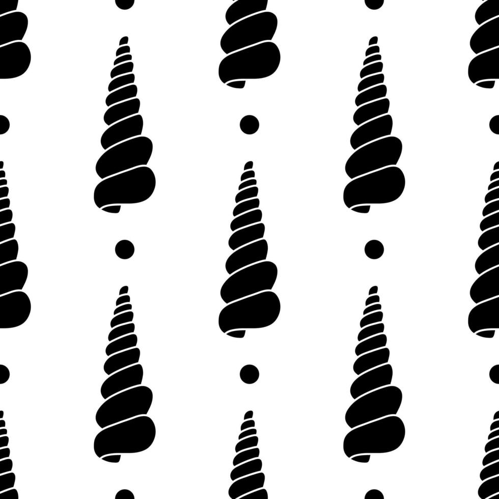 Vector seamless pattern. Line art sketch seashells. Isolated background. Decoration symbol of health calcium. Summer, sand and beach design. Repetitive ornament.