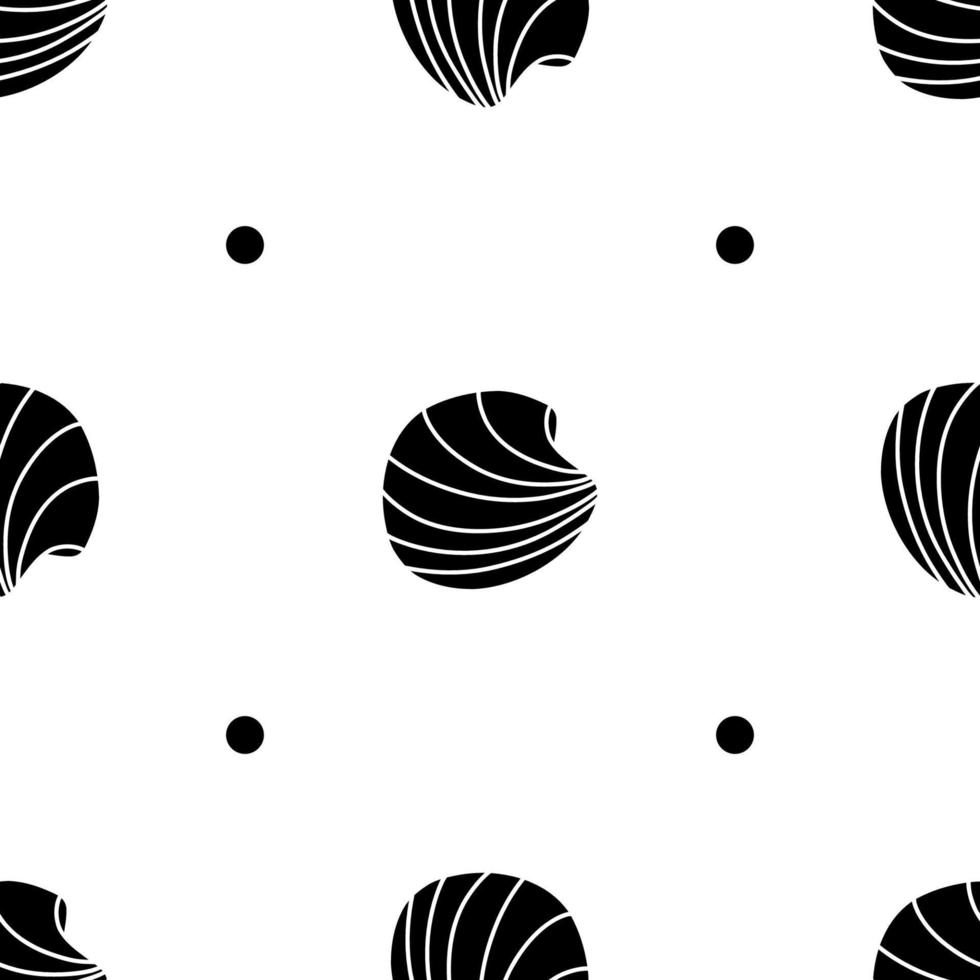 Vector seamless pattern. Line art sketch seashells. Isolated background. Decoration symbol of health calcium. Summer, sand and beach design. Repetitive ornament.