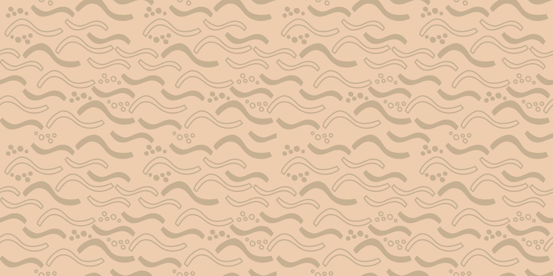 Vector seamless pattern. Abstract repetitive ornament for surface design, printing on paper and fabric. Handdrawn waves, shapes, circles, flowers, leaves, branches. Background for social media post.