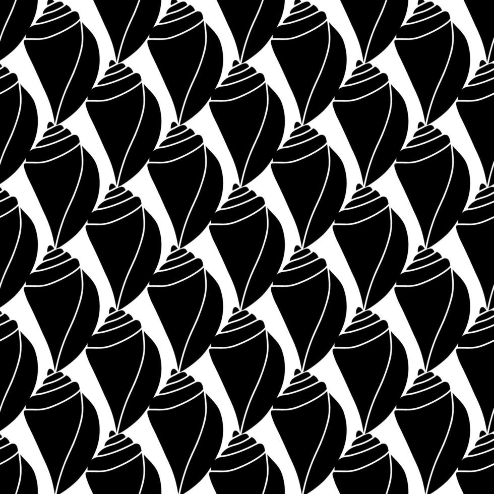 Vector seamless pattern. Line art sketch seashells. Isolated background. Decoration symbol of health calcium. Summer, sand and beach design. Repetitive ornament.