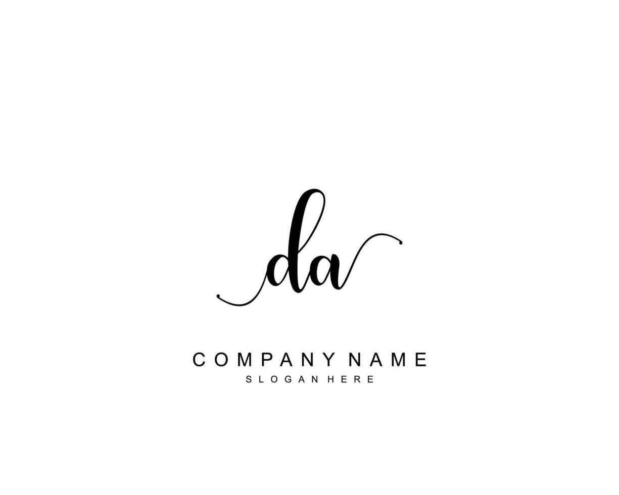 Initial DA beauty monogram and elegant logo design, handwriting logo of initial signature, wedding, fashion, floral and botanical with creative template. vector