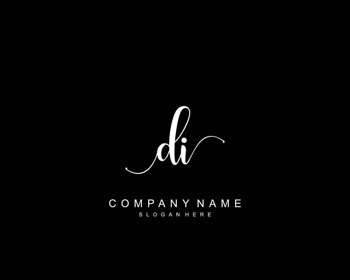 Initial DI beauty monogram and elegant logo design, handwriting logo of initial signature, wedding, fashion, floral and botanical with creative template. vector