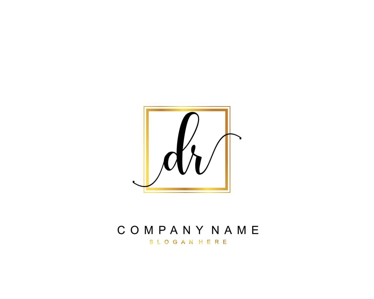 Initial DR beauty monogram and elegant logo design, handwriting logo of initial signature, wedding, fashion, floral and botanical with creative template. vector