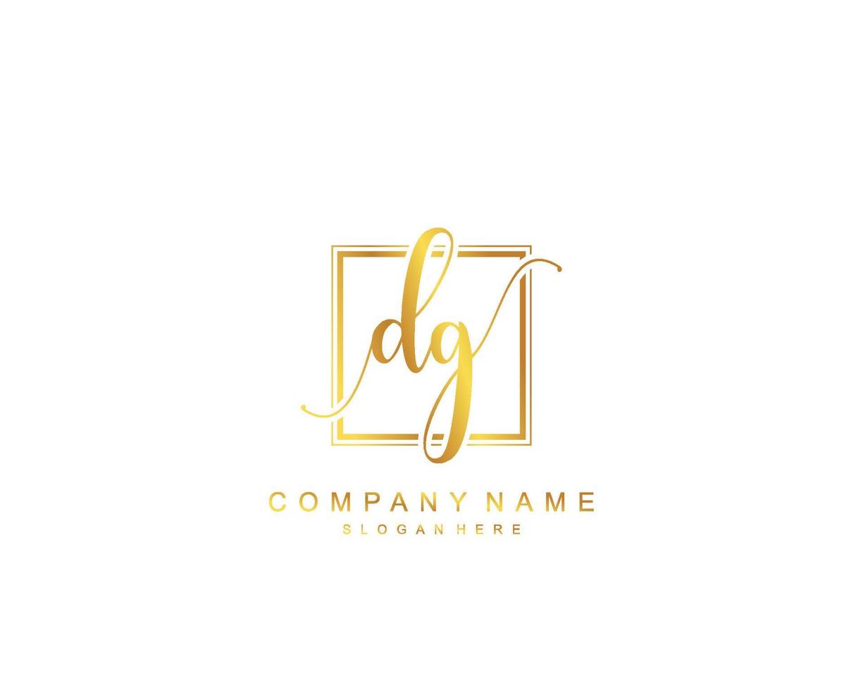 monograma de belleza dg inicial y diseño de logotipo elegante, logotipo de escritura a mano de firma inicial, boda, moda, floral y botánica con plantilla creativa. vector