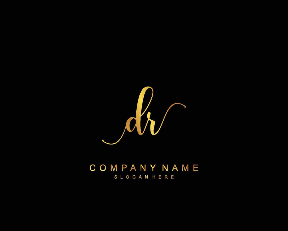 Initial DR beauty monogram and elegant logo design, handwriting logo of initial signature, wedding, fashion, floral and botanical with creative template. vector