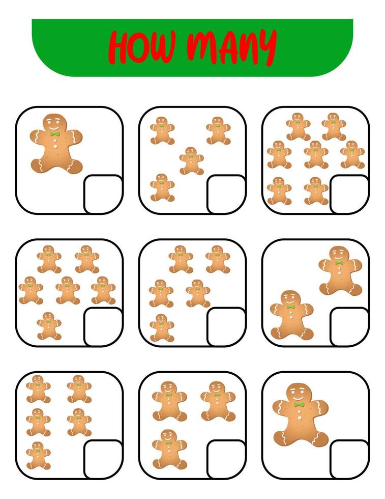 Count how many ginger man. Write down the answer. Educational games for kids. vector