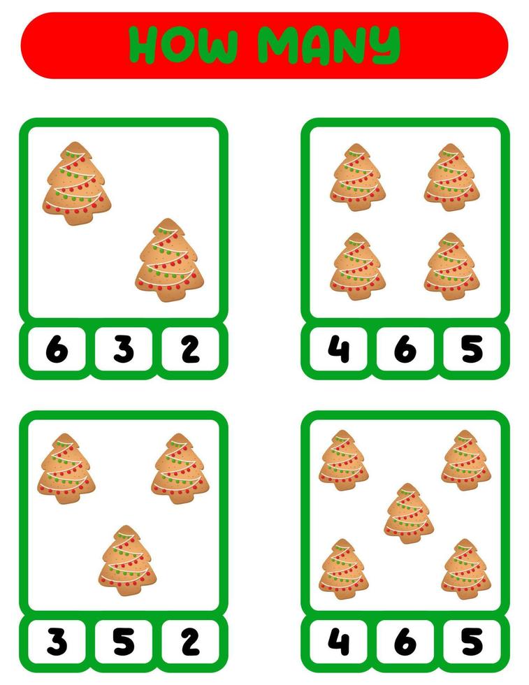 Count how many ginger tree. Write down the answer. Educational games for kids. vector
