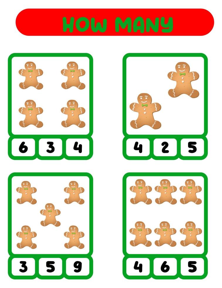 Count how many ginger man. Write down the answer. Educational games for kids. vector