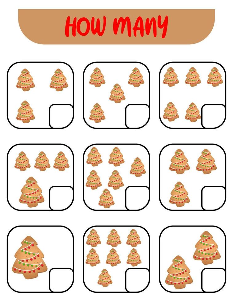 Count how many ginger tree. Write down the answer. Educational games for kids. vector