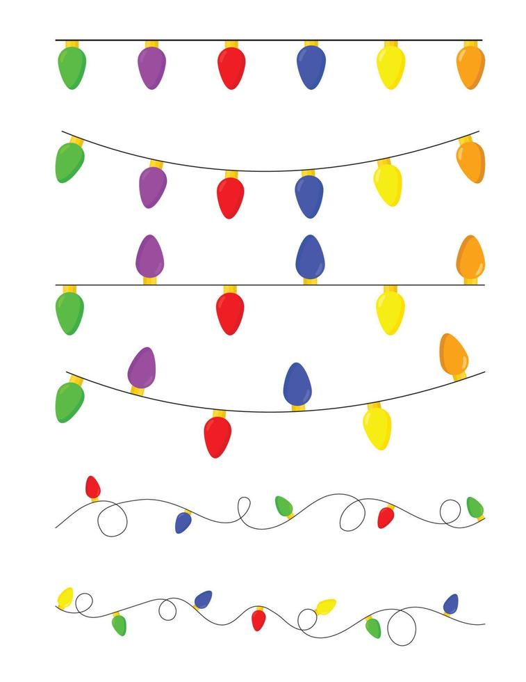 A set of Christmas garlands with light bulbs vector