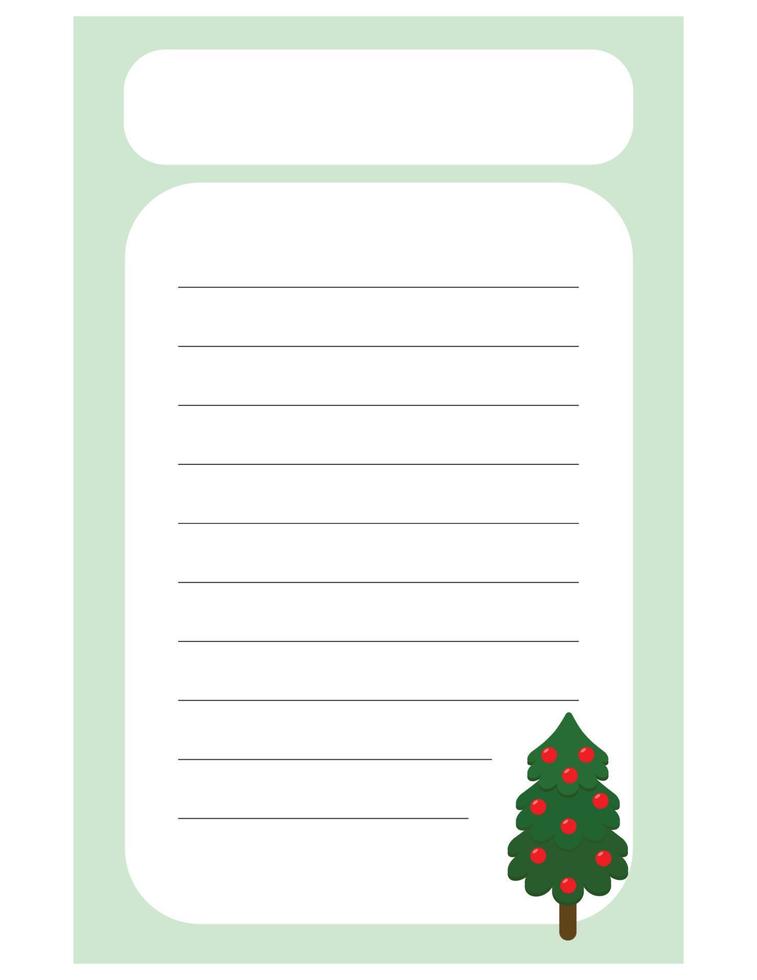 Note of cute christmas tree label  illustration. Memo, paper, kindergarten, name tag, kid icon. Vector drawing. writing paper.