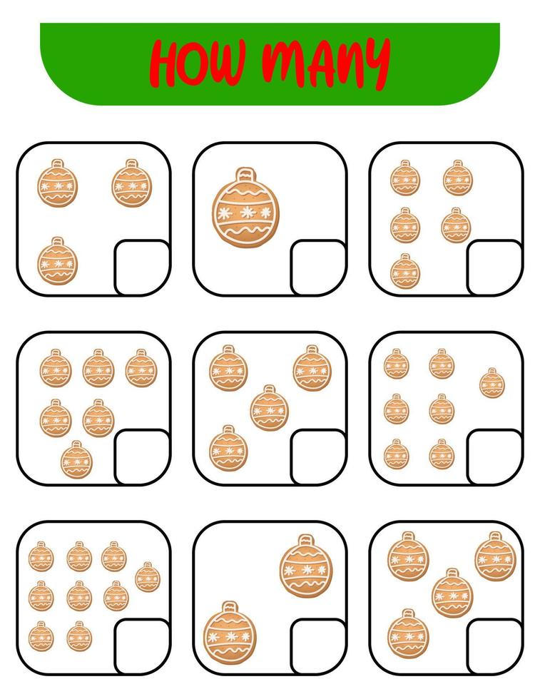 Count how many ginger balls. Write down the answer. Educational games for kids vector