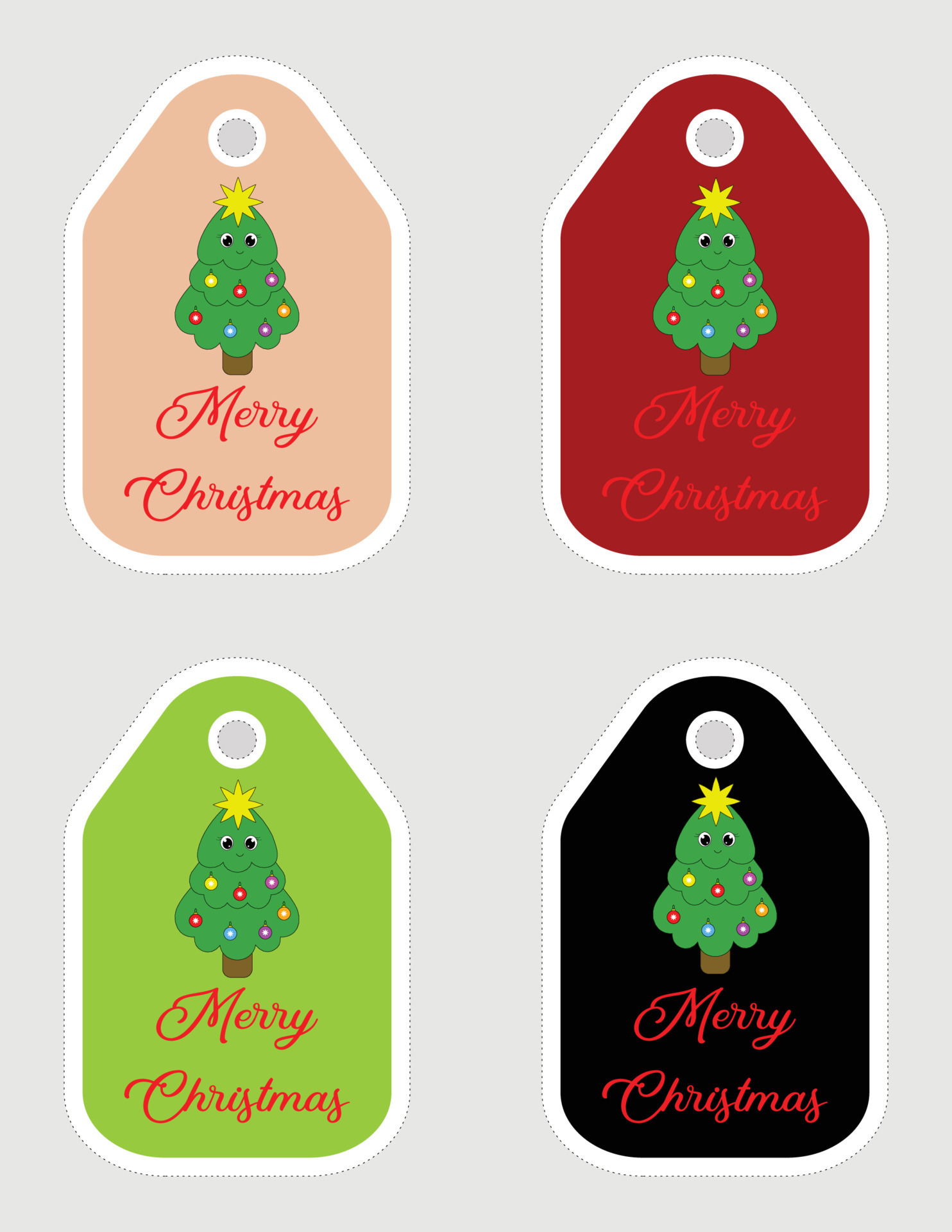 Note of cute christmas tree label illustration. Memo, paper
