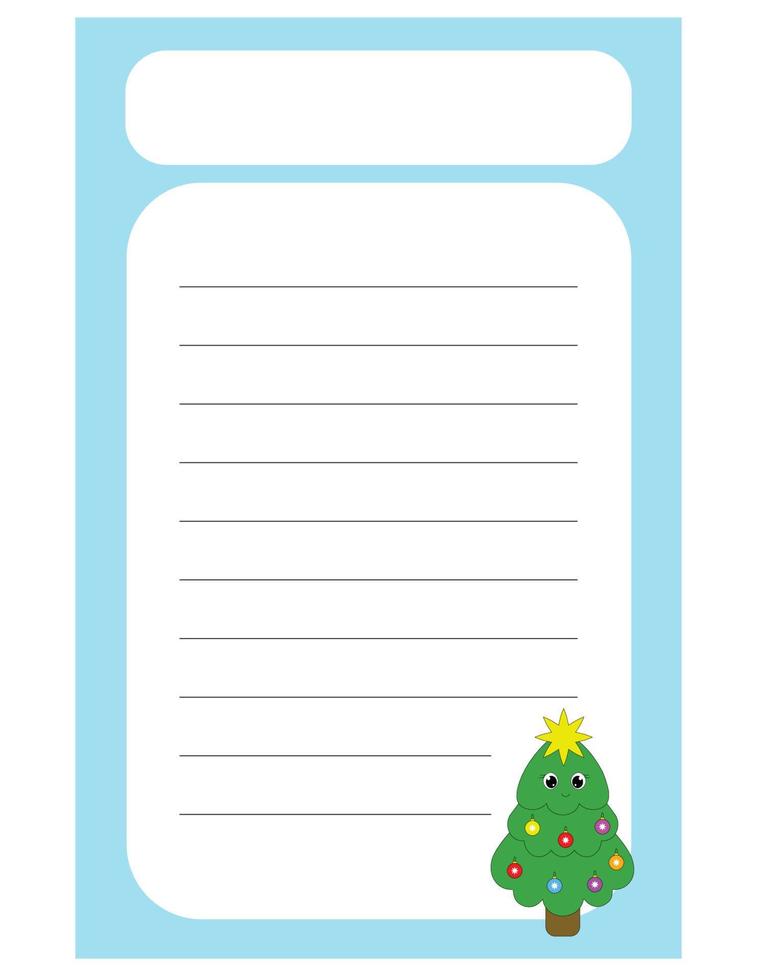 Note of cute christmas tree label  illustration. Memo, paper, kindergarten, name tag, kid icon. Vector drawing. writing paper.