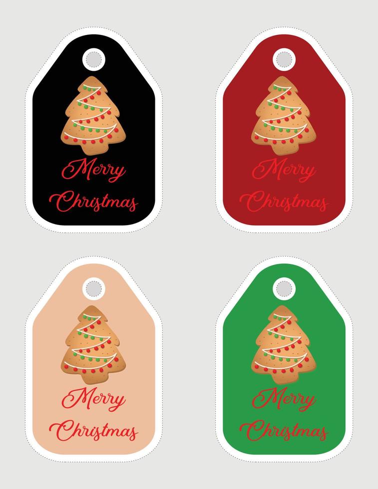 Note of cute ginger tree label  illustration. Memo, paper, kindergarten, name tag, kid icon. Mery Christmas vector