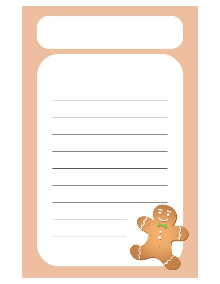 Note of cute ginger man label  illustration. Memo, paper, kindergarten, name tag, kid icon. Vector drawing. writing paper.