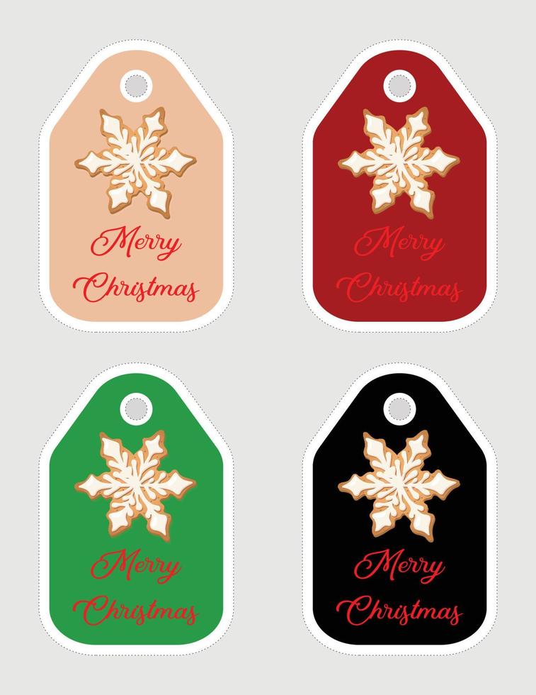 Note of cute ginger snowflake label  illustration. Memo, paper, kindergarten, name tag, kid icon. Mery Christmas vector