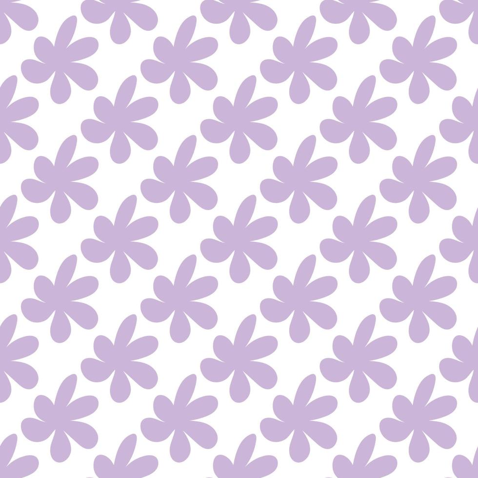 Floral seamless vector pattern with flowers. Spring flora. Simple hand-drawn kids style. Pretty ditsy for fabric, textile, wallpaper. Digital paper in white background