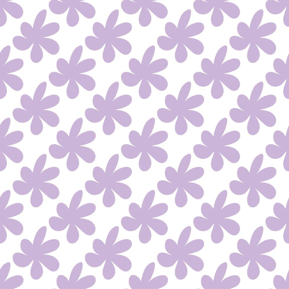 Floral seamless vector pattern with flowers. Spring flora. Simple hand-drawn kids style. Pretty ditsy for fabric, textile, wallpaper. Digital paper in white background