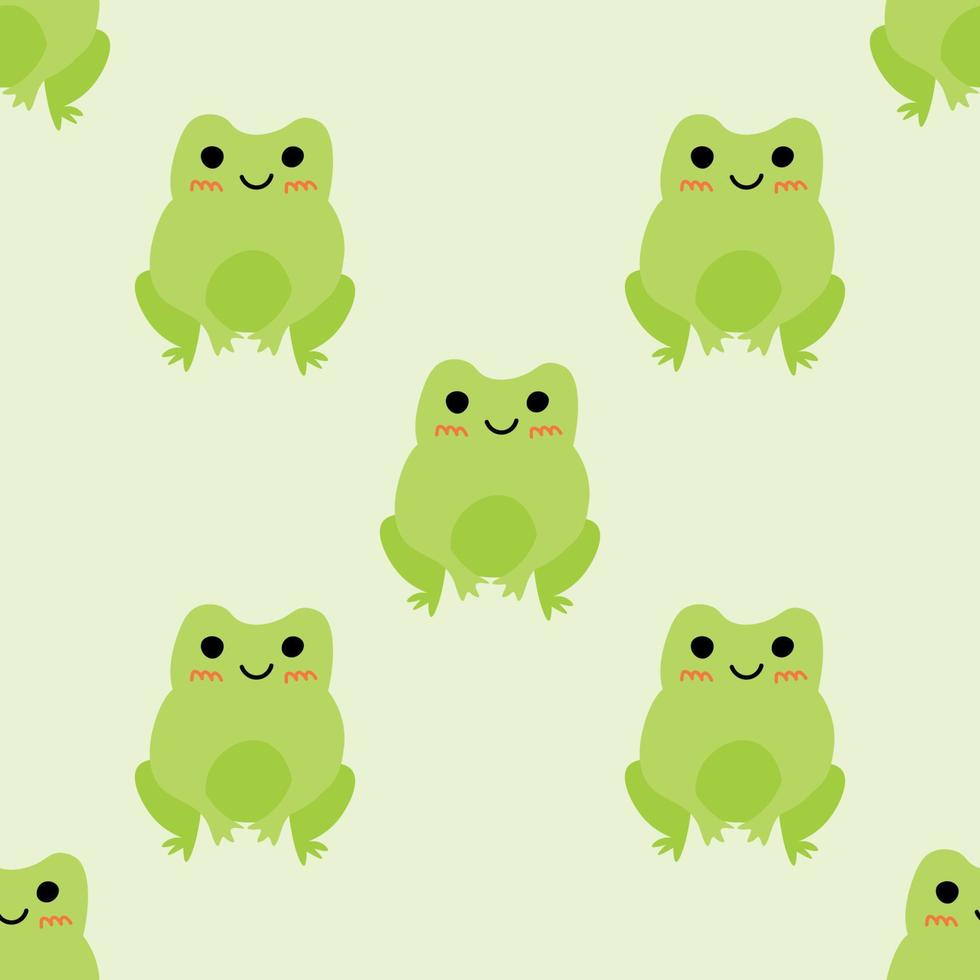 lindas ranas de dibujos animados. sapos verdes enamorados. personajes animales vectoriales patrón sin costuras de dibujo de sapo anfibio. diseño infantil para ropa de bebé, ropa de cama, textiles, impresión, papel tapiz. vector