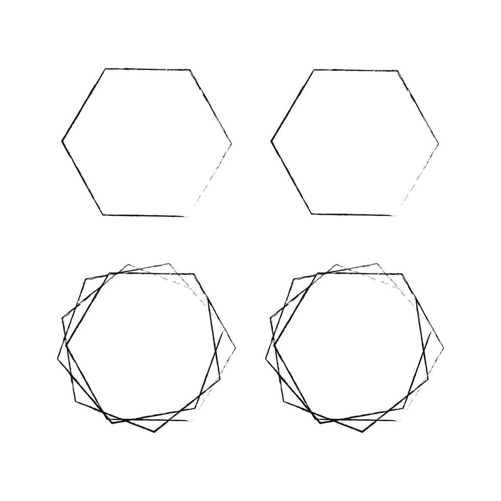 Geometric Black Frames. Dark polyhedron, art deco style for wedding invitations, Polygonal Vintage Frames for Invitation Template. vector