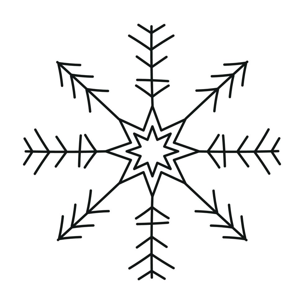 Black snowflake icon isolated on white background. Christmas and New year design element, frozen symbol, Vector illustration