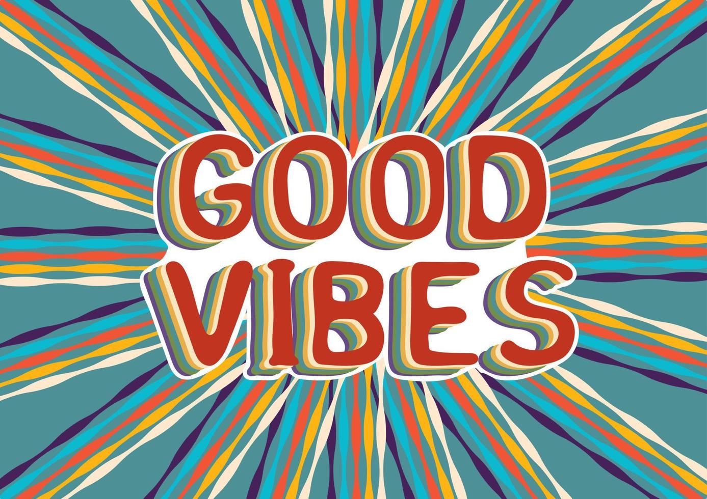 Good vibes. Retro quote on blue background vector