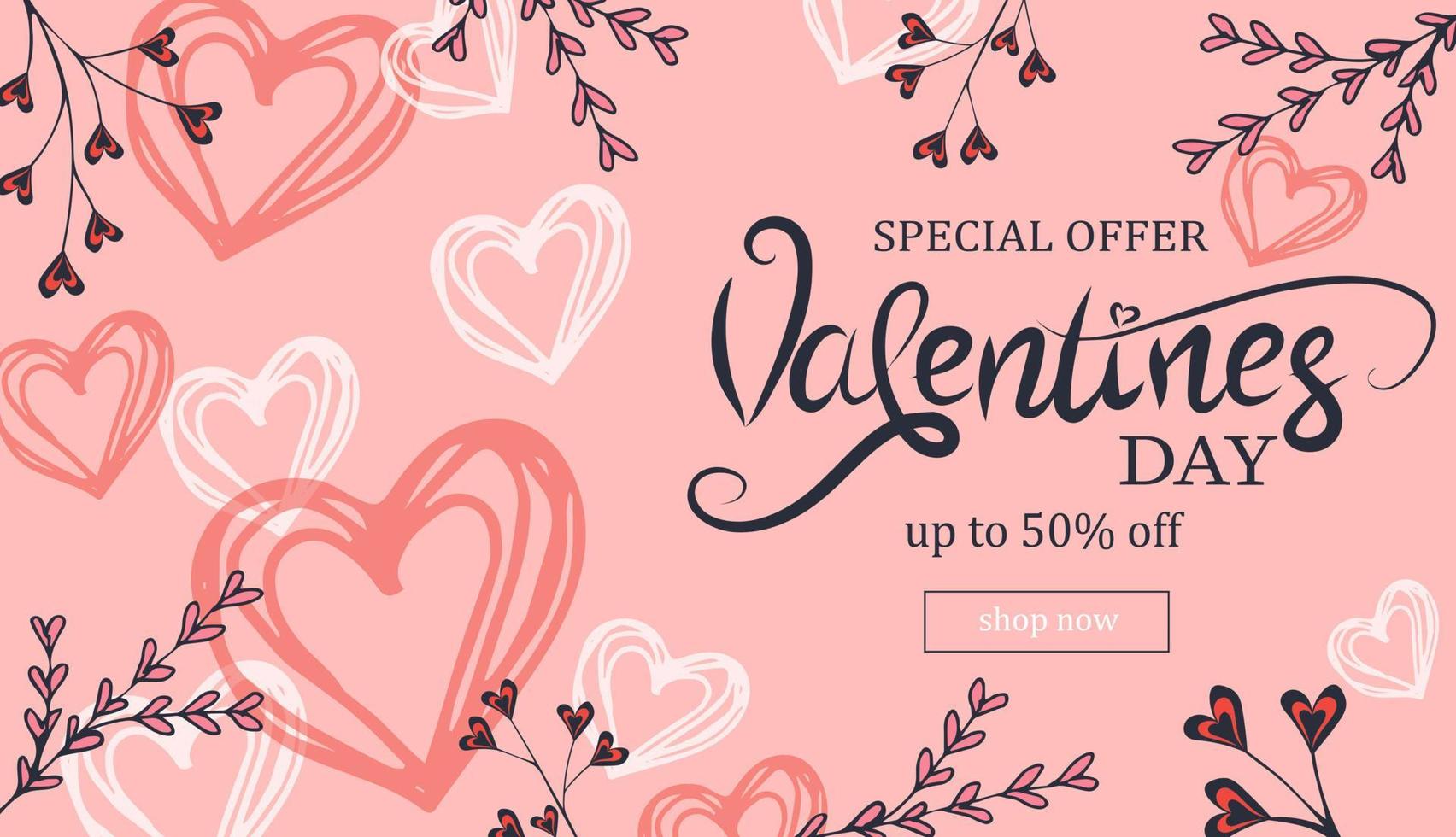 banner de venta de feliz día de san valentín vector