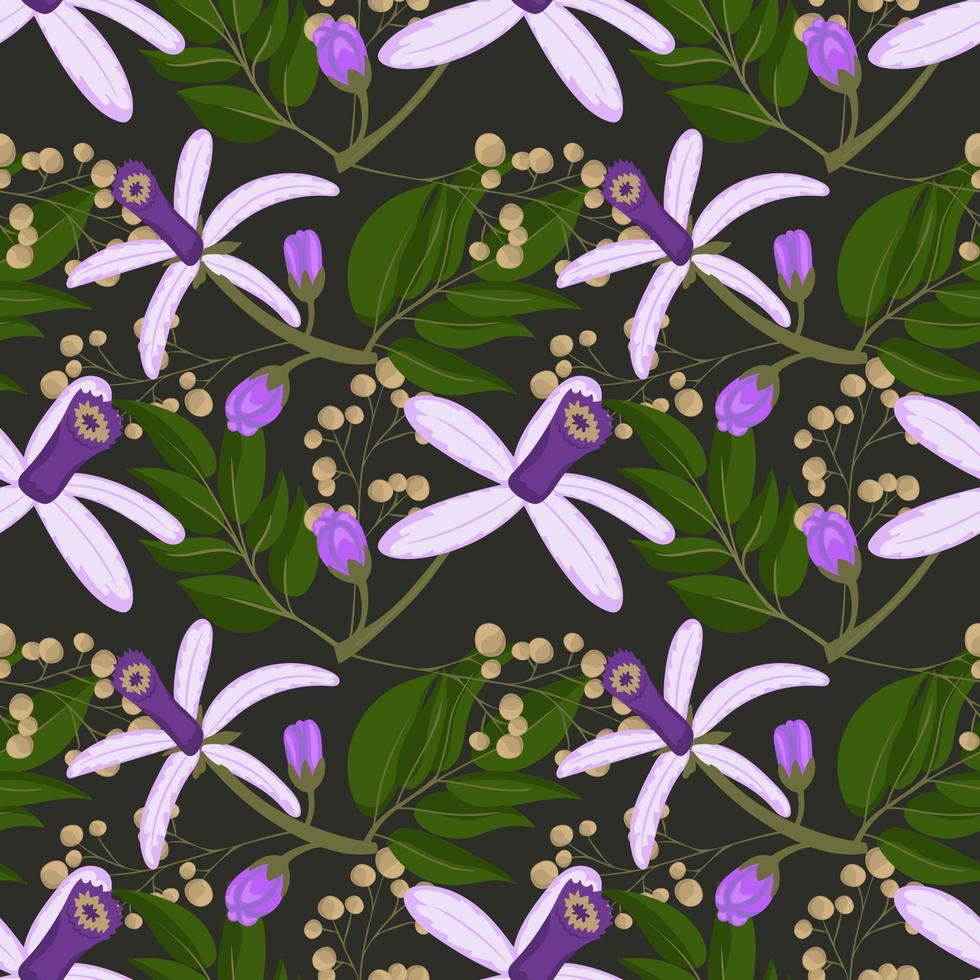 Seamless pattern of chinaberry flowers vector