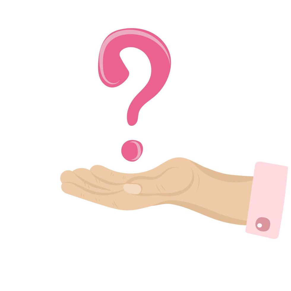 Hand-drawn Human Hand with Question Mark vector