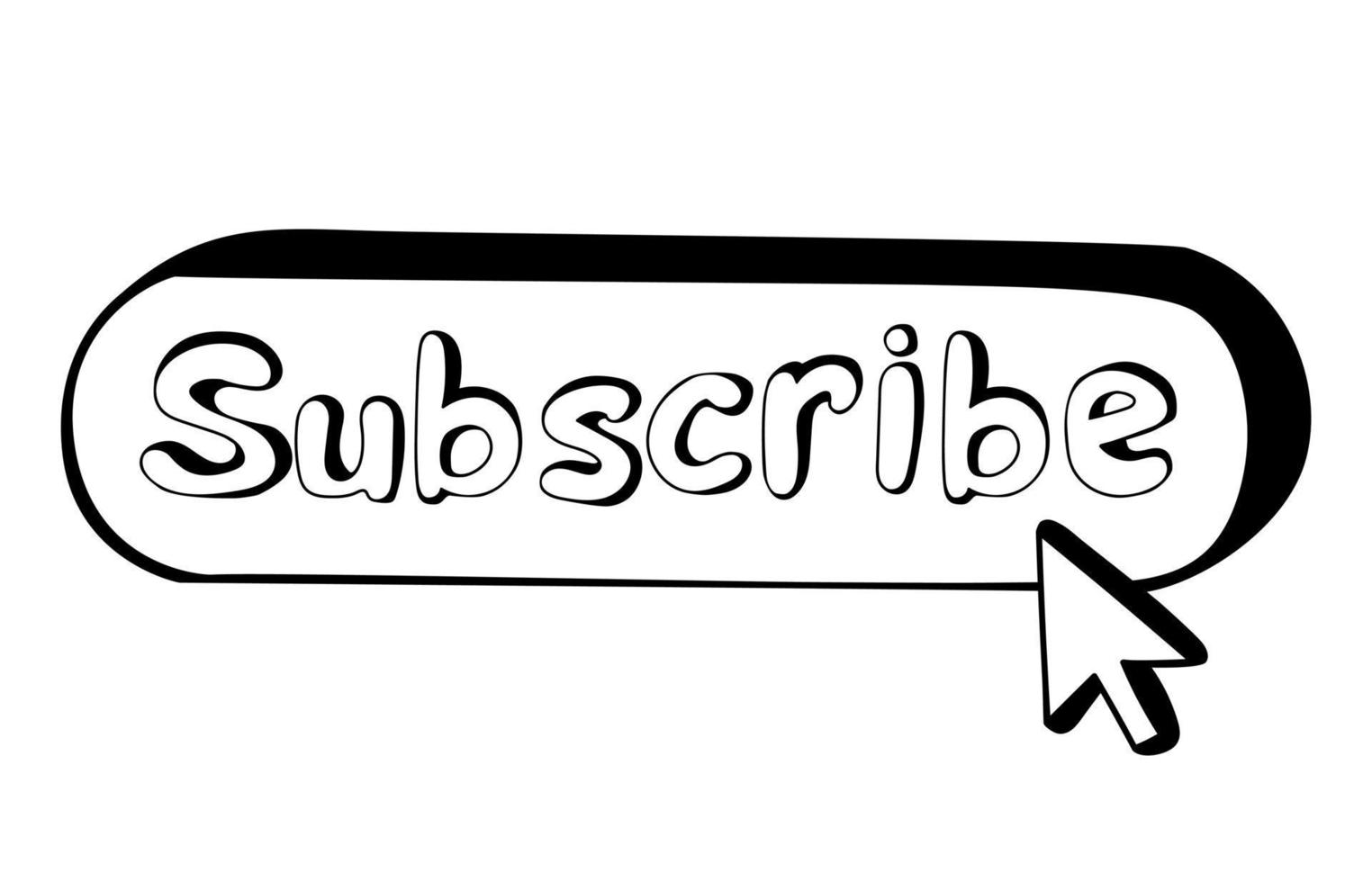 Hand drawn Subscribe button with cursor in doodle style vector
