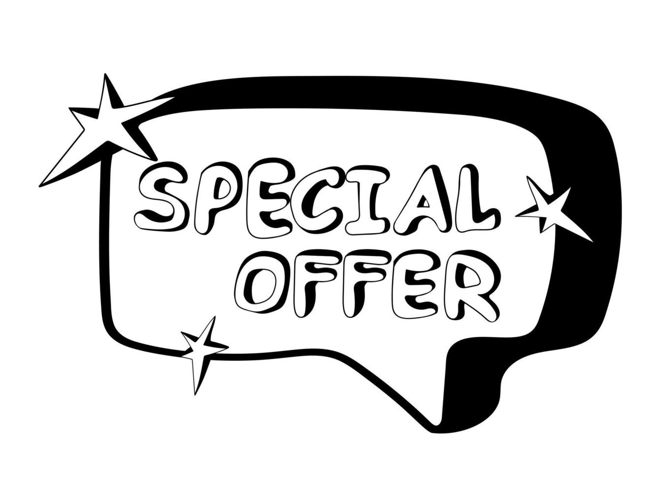 Banner de oferta especial dibujado a mano en estilo doodle. vector