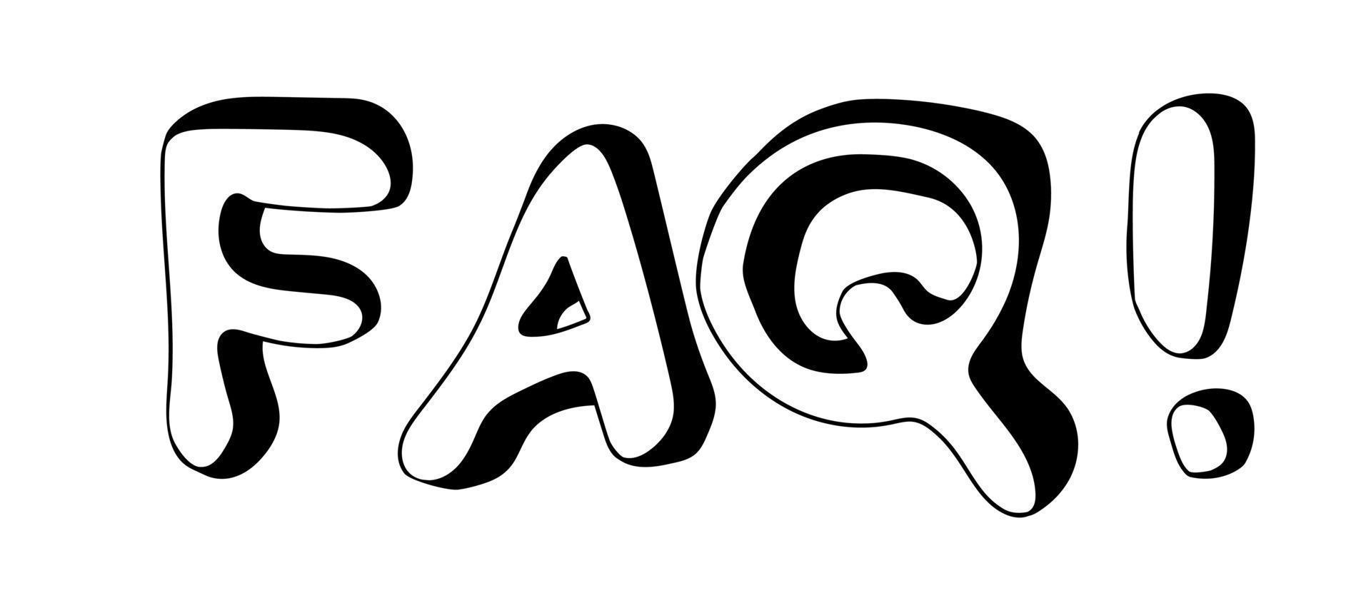 Hand drawn  words FAQ in doodle style vector