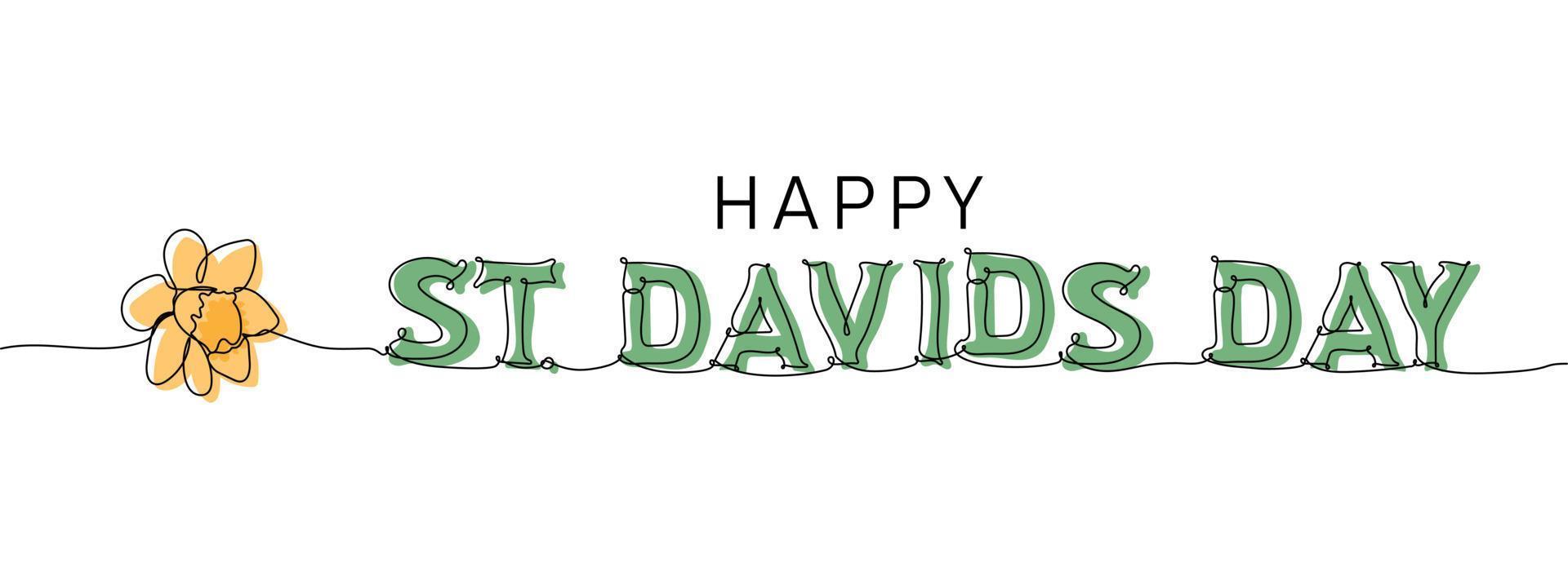 Happy St David's Day template in minimalist line art style vector