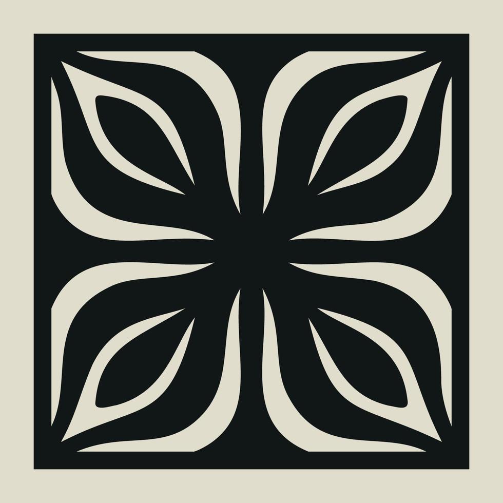 Laser cut vector Decotative panel. Cutout silhouette with geometric Ornament Pattern. Square Template for cnc cutting, panels of wood, metal, paper, plastic