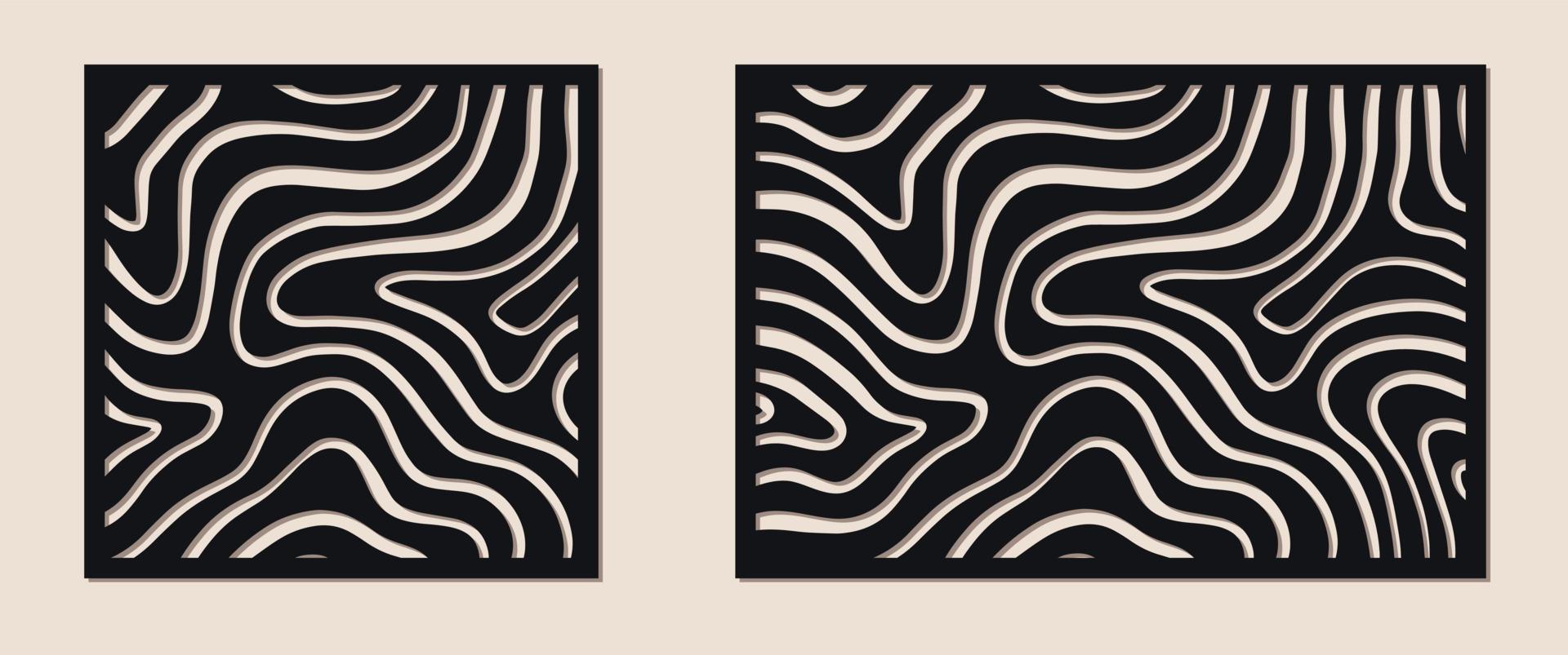 Vector Laser cut pattern set. Decorative panels for laser cutting. Cutout silhouette with abstract geometric ornament, diamond grid, lattice, mesh. Cutting stencil for wood, metal
