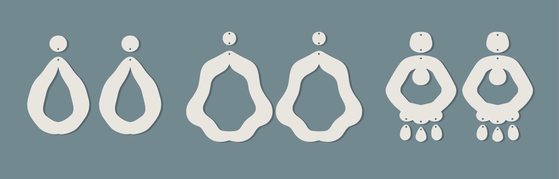 Vector Earrings Templates big set of Boho hand drawn various shapes. Modern trendy vector illustration. Laser cut, wooden earrings. Metal cut. Isolated on white background