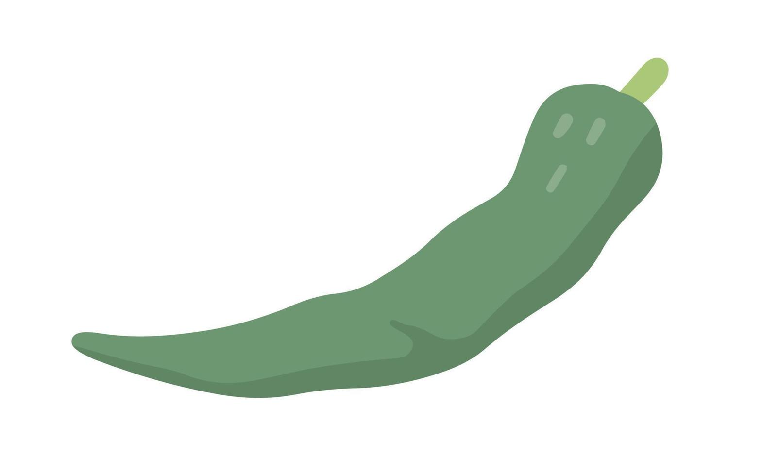 pimiento picante verde dibujado a mano en estilo de dibujos animados. elementos de alimentos verdes. ilustración vectorial aislado sobre fondo blanco vector