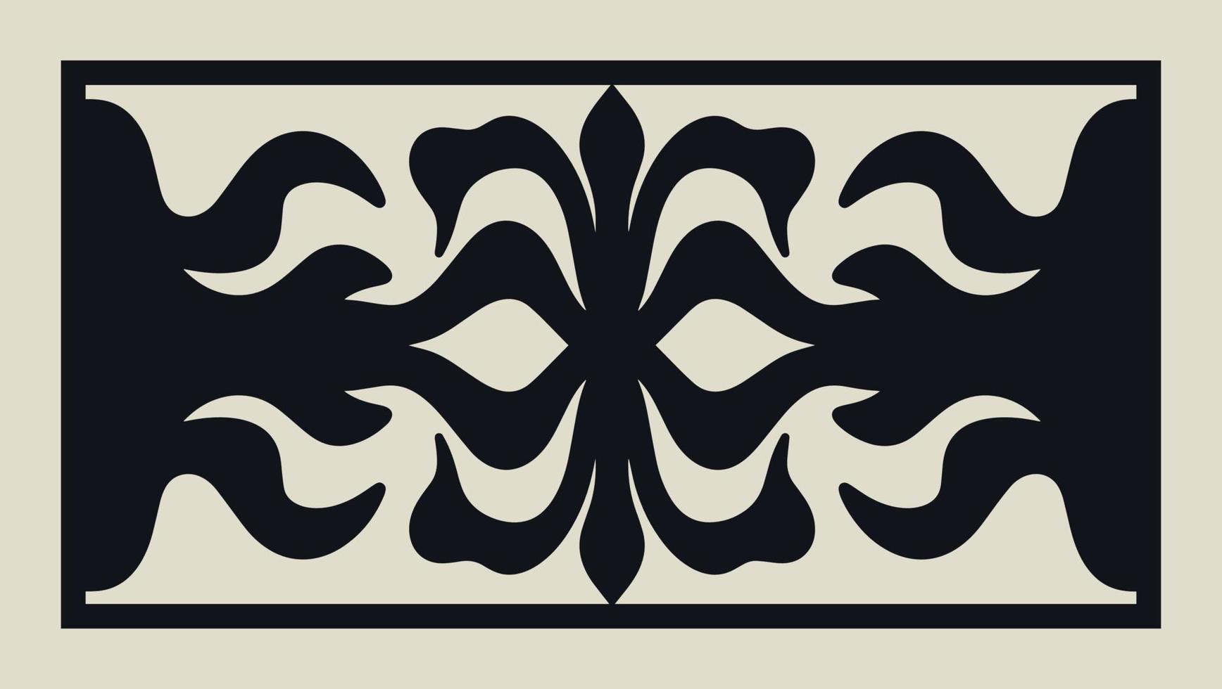 plantilla decorativa de corte láser vectorial de patrón de encaje con adorno barroco vintage para troquelado o tallado de madera, elemento para tarjeta de invitación de boda vector