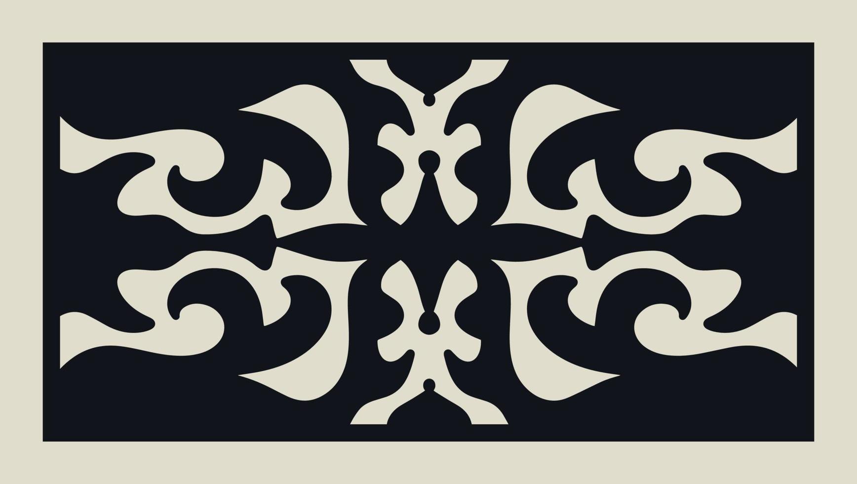 plantilla decorativa de corte láser vectorial de patrón de encaje con adorno barroco vintage para troquelado o tallado de madera, elemento para tarjeta de invitación de boda vector