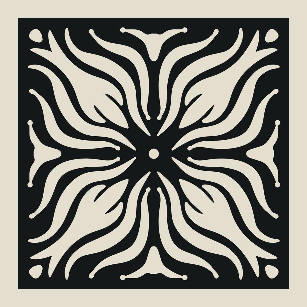 Laser cut vector Decotative panel. Cutout silhouette with geometric Ornament Pattern. Square Template for cnc cutting, panels of wood, metal, paper, plastic