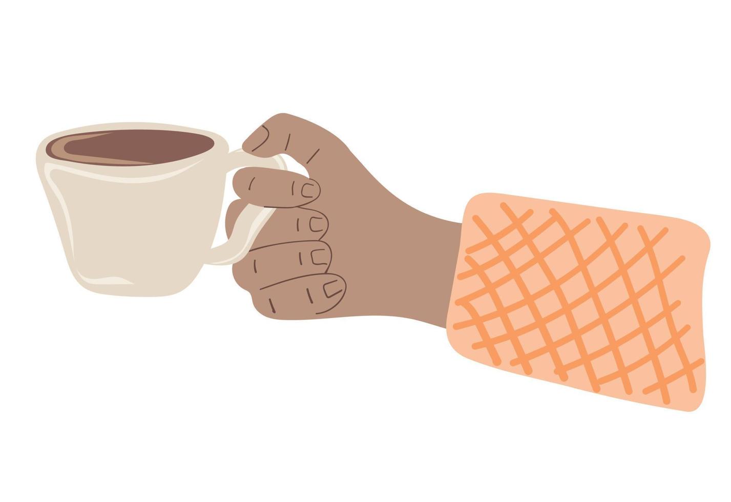 Hand holding cup of coffee vector