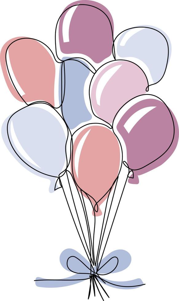 Balloons for birthday and party. Flying balloons with rope vector