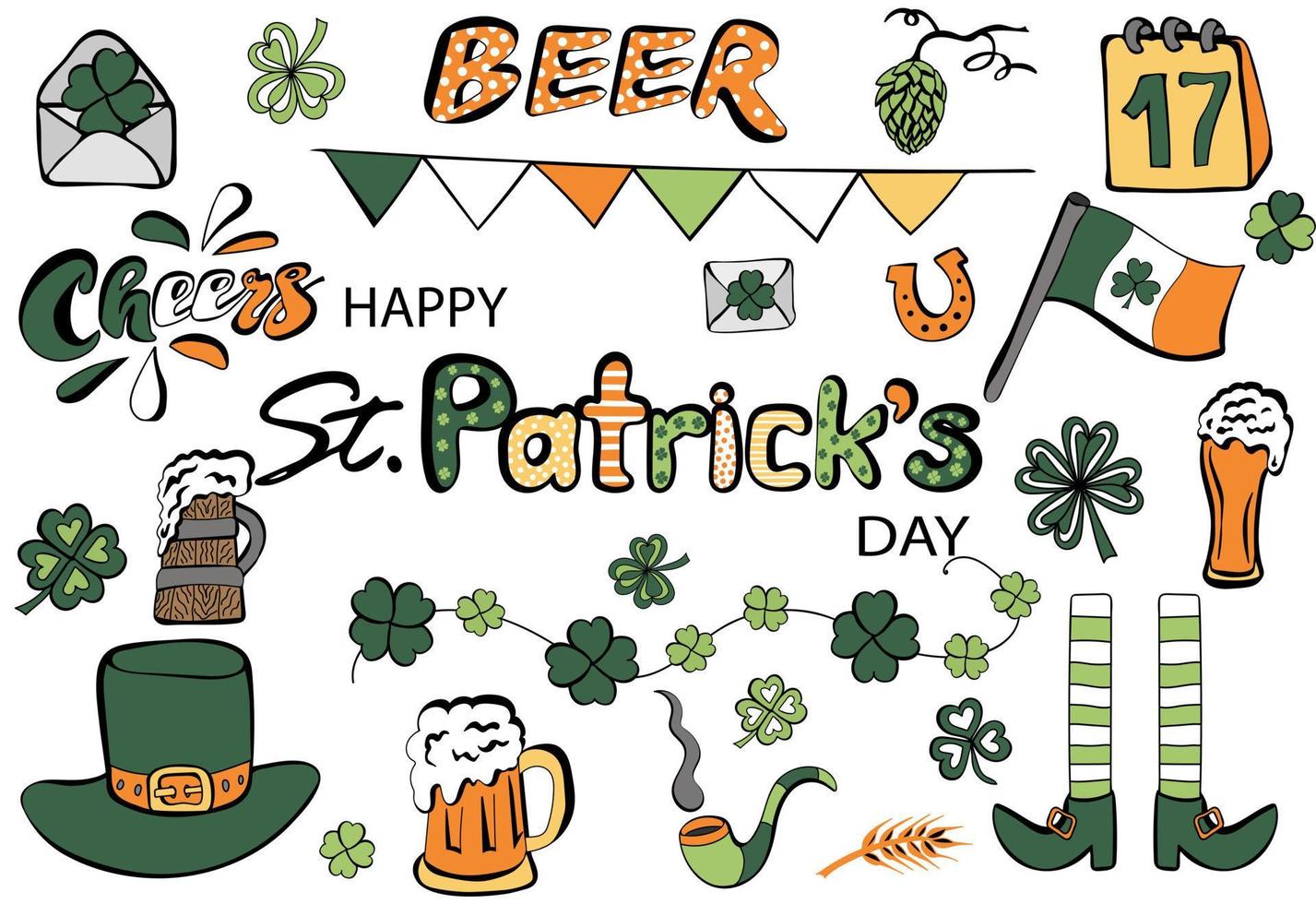 conjunto del día de san patricio vector