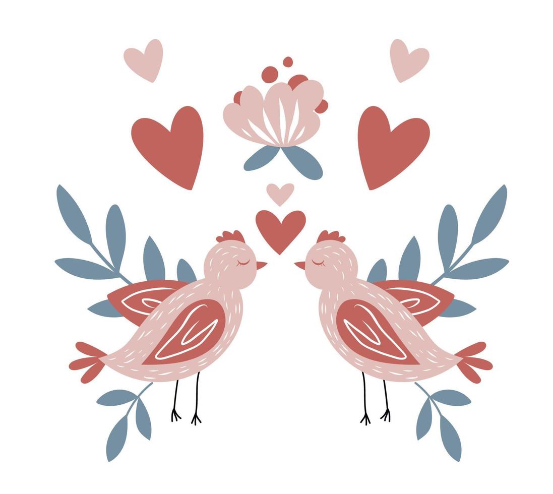 Romantic Birds of love. Birthday, wedding, Valentine's day elements. Design for paper, cover, fabric, interior decor vector