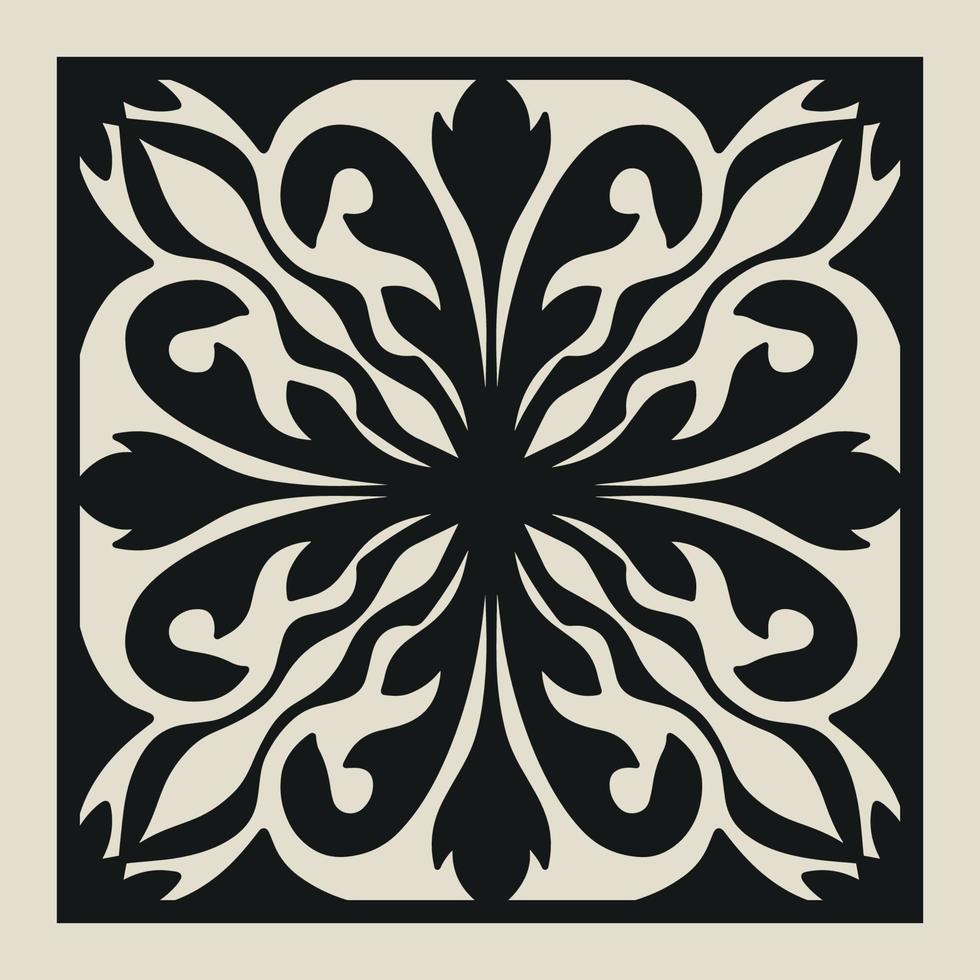 Laser cut vector Decotative panel. Cutout silhouette with geometric Ornament Pattern. Square Template for cnc cutting, panels of wood, metal, paper, plastic