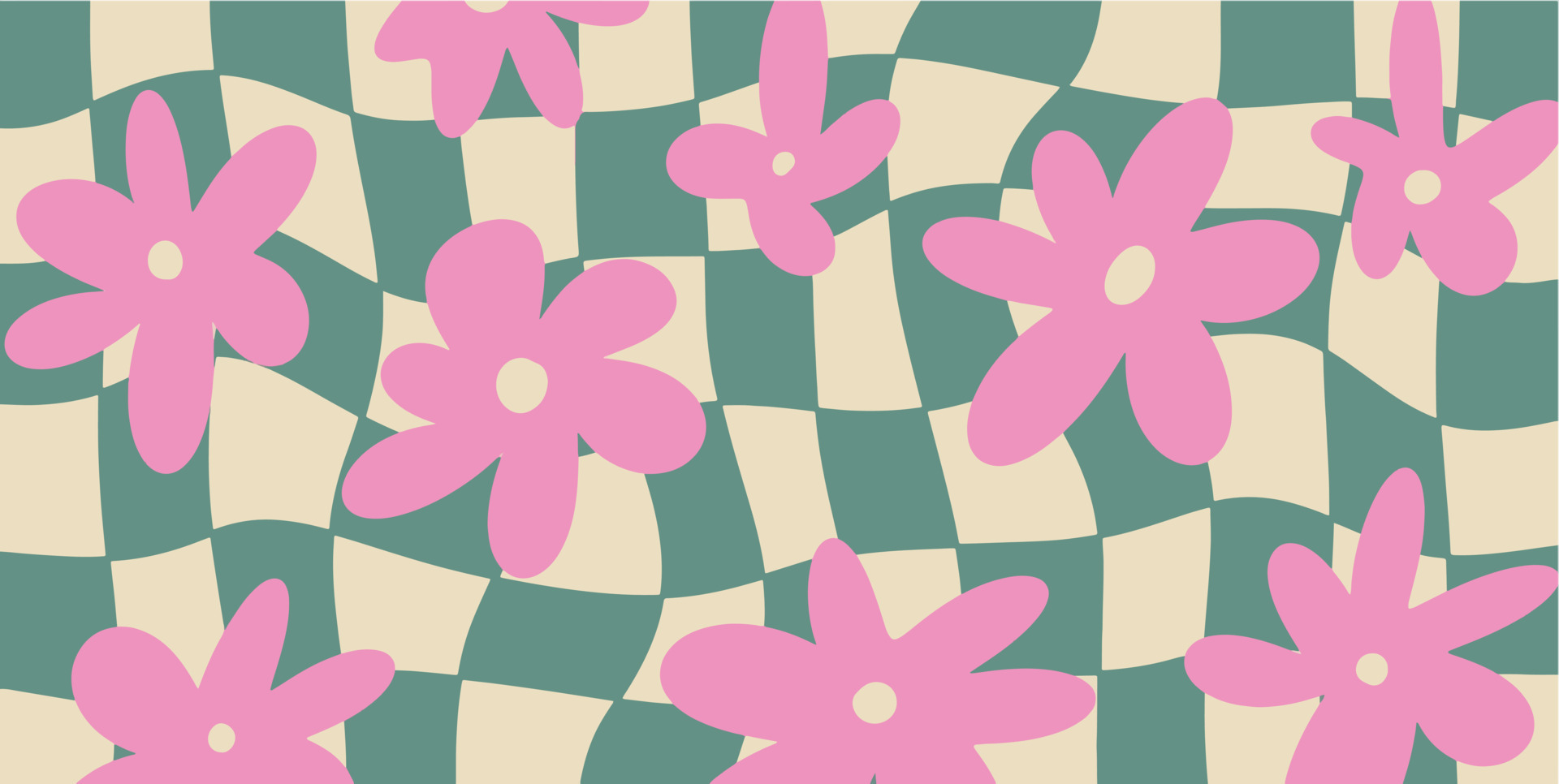 Premium Vector  Groovy daisy flowers seamless pattern floral vector  background in s hippie retro style