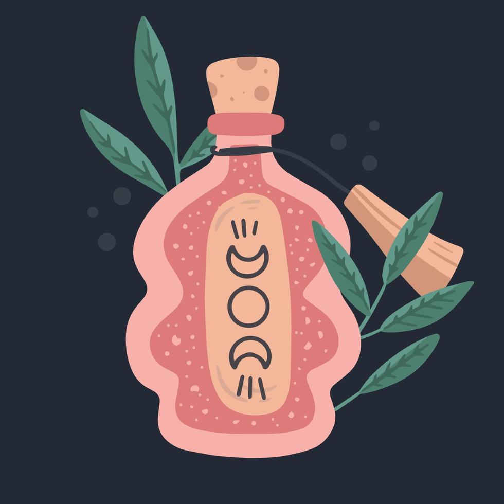 Hand drawn Bottles with Magic Potions. Cute Doodle witchcraft element vector