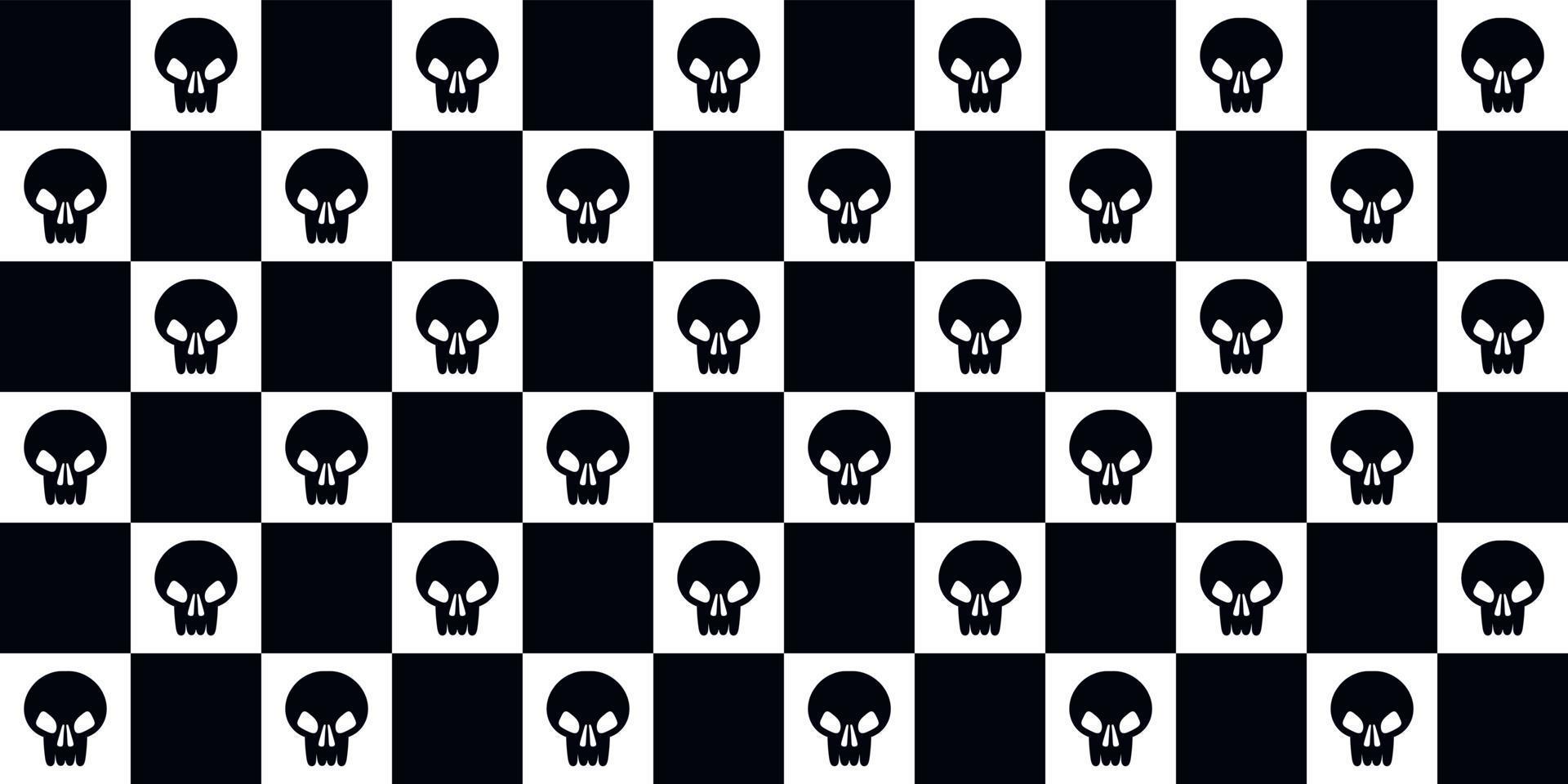 Emo and Goth checkered seamless patterns with skulls.  2000s black and white background. Retro 90s, 00s aesthetic vector